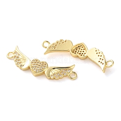 Стойка покрытие латунь прозрачный кубический цирконий крыло сердце соединительные подвески KK-C084-12G