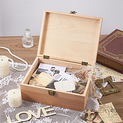 Прямоугольные деревянные коробки на память с крышками&nbsp;CON-WH0101-014