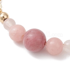 Браслеты из круглых бусин натурального родонита&nbsp;BJEW-JB13172-03