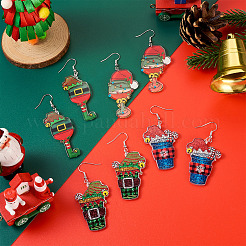 4 пара рождественских железных сережек-подвесок для женщин&nbsp;EJEW-TA00594