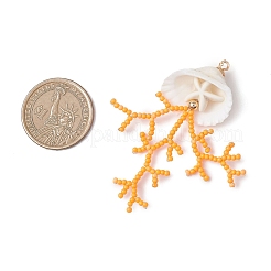 Большие подвески из стеклянных бусин и ракушек&nbsp;PALLOY-MZ01152-03