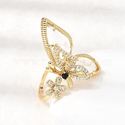 Манжеты из латуни с микро паве кубический цирконий для женщин&nbsp;LS-RJEW-K312-02G