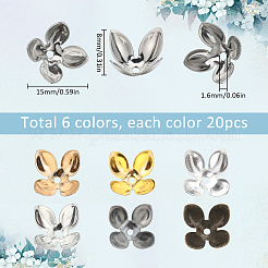 120 шт. 6-х цветный железный колпачок для бусин&nbsp;IFIN-SC0001-57