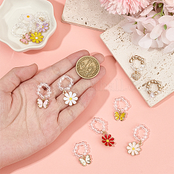 12 шт. 12 стиля цветок сердце бабочка сплав эмаль и смола и пластиковый жемчуг стетоскоп подвеска украшения&nbsp;HJEW-OC00262