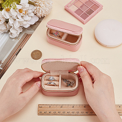 Портативные дорожные прямоугольные коробки для хранения ювелирных изделий из искусственной кожи на молнии&nbsp;LBOX-WH0007-001A