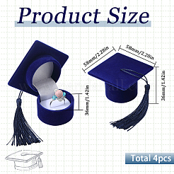 4 шт. бархатные коробки для хранения колец в форме докторской шляпы&nbsp;CON-SC0001-18B