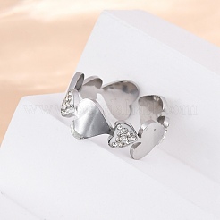 Кольца для пальцев из нержавеющей стали 304 со стразами&nbsp;RJEW-Q020-15P