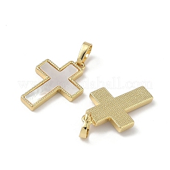 Подвески из латуни с натуральными белыми ракушками&nbsp;KK-Z115-12G