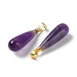 Подвески из натурального аметиста в форме капли&nbsp;G-Q005-03G-03