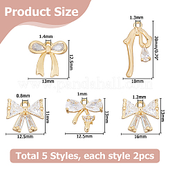 10шт 5 стиля латунные микропаве прозрачные кубические подвески из циркония&nbsp;KK-HS0015-25