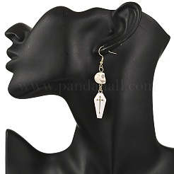 4 пара серег с подвесками в виде черепа из синтетической бирюзы и гроба&nbsp;EJEW-JE06604