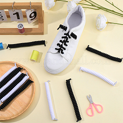 6 пара двухцветных полиэстеровых шнурков с завитками без завязок&nbsp;AJEW-CP0010-32A