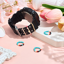 6 шт. 2 стиля стеклянных бусин декоративные кольца для ремешка для умных часов&nbsp;AJEW-CP0009-94B