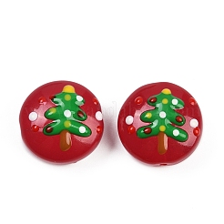 Рождественские эмалевые бусины ручной работы в технике лэмпворк&nbsp;X1-LAMP-C020-03G