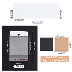 300 шт. 4 квадратных картонных карточки для демонстрации ювелирных изделий&nbsp;AJEW-PH0002-98