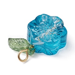 Прозрачный стеклянный цветок с подвеской в виде акрилового листа&nbsp;PALLOY-JF02258