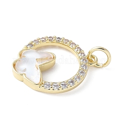 Подвески из латуни микропаве с фианитами и стеклом&nbsp;KK-F892-50G-01