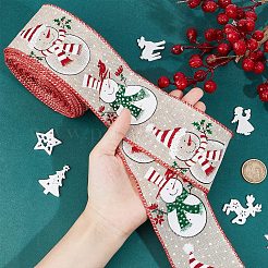 Упаковочная лента из полиэстера с имитацией льна&nbsp;OCOR-WH0077-53