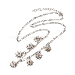 Латунные ожерелья с подвеской в виде солнца из микрофибры с кубическим цирконием&nbsp;NJEW-B157-16P