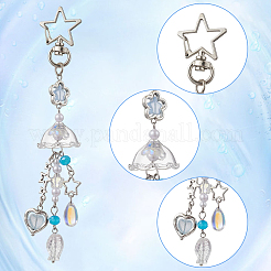 4 шт. 2-х цветные стеклянные подвесные украшения в виде медуз&nbsp;HJEW-SP0001-17