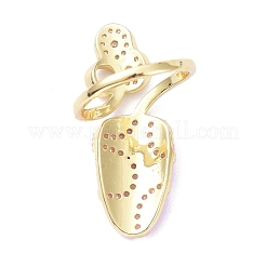 Латунные кольца для ногтей с микропаве и кубическим цирконием&nbsp;RJEW-D115-03G-B