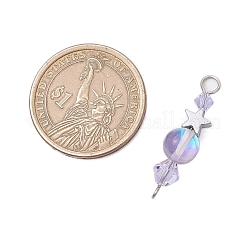 6 шт. 6-цветные стеклянные круглые биконусы и латунные звездочки-бусины-соединители&nbsp;PALLOY-JF03458-02