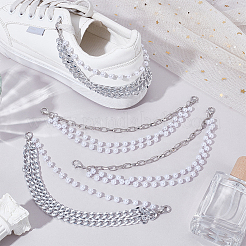 4 шт. 2 стиля пластиковые жемчужные и железные цепочки-скрепки цепи для ремней для ботинок&nbsp;HJEW-PH02102-02