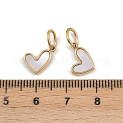 Подвески в форме сердца из нержавеющей стали 304 с натуральным белым ракушечным покрытием&nbsp;STAS-G357-08G