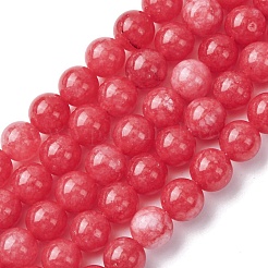 Бусины из натурального белого нефрита имитация родонита&nbsp;G-I299-F15-8mm