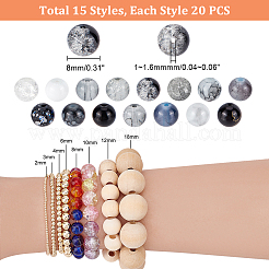 300 шт. 15 вида прозрачных стеклянных бусин&nbsp;DIY-HY0001-33