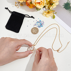 1 шт. латунный прозрачный стеклянный медальон-капля с подвеской&nbsp;NJEW-NB0001-34