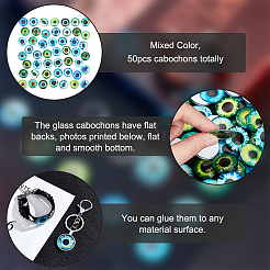 1 пакетик стеклянных кабошонов с принтом&nbsp;GGLA-PH0001-45B