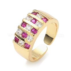 Открытые кольца манжеты из латуни с микропаве и кубическим цирконием&nbsp;RJEW-C158-04G