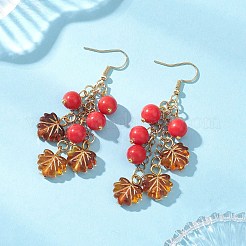 Серьги-подвески из синтетической бирюзы и акрила&nbsp;EJEW-JE06836