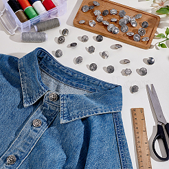 54 шт. 9 стиля пуговицы из цинкового сплава на ножке&nbsp;BUTT-PH0001-61