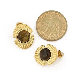 Серьги-гвоздики из нержавеющей стали 304 с натуральной африканской бирюзой (яшмой)&nbsp;EJEW-G421-02G-02