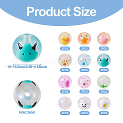 22 шт. 11 стиля прозрачных акриловых бусин с ручной росписью&nbsp;OACR-TA0001-29