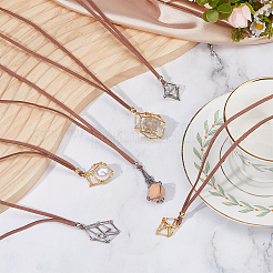 6 шт. 6 стиля латунный стержень соединенный макраме мешочек пустой держатель камня кулон ожерелье изготовление&nbsp;NJEW-DC00005