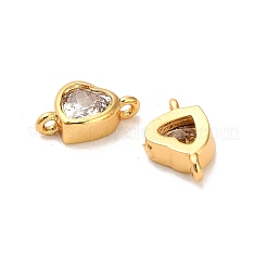 Подвески-сердечки с подвесками-соединителями из латуни с прозрачными кубическими цирконами&nbsp;KK-H515-01B-G