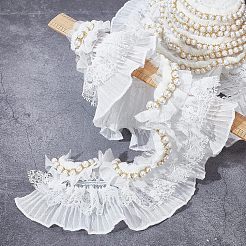 Плиссированная шифоновая цветочная кружевная отделка&nbsp;SRIB-NB0001-08