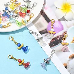 8 шт. подвеска в виде ангела из акрила и стеклянного жемчуга&nbsp;HJEW-FS00070