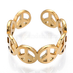 Кольцо-манжета из нержавеющей стали 304 с ионным покрытием (IP) в виде знака мира для женщин&nbsp;LS-RJEW-T027-08G