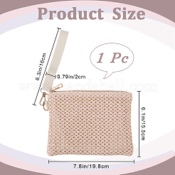 Плетеные соломенные косметички на молнии&nbsp;AJEW-WH20010-78D