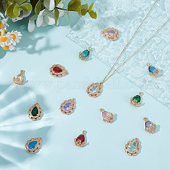 14шт 14 стиля латунные микропаве прозрачные кубические подвески из циркония&nbsp;KK-ME0003-30