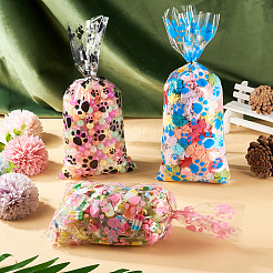 60 шт. 3-цветные прямоугольные целлофановые пакеты для хранения конфет с принтом лапы&nbsp;ABAG-TA0001-74