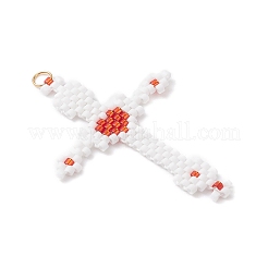 Подвески-кресты из стеклянного бисера&nbsp;PALLOY-MZ00947-01