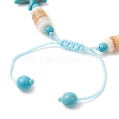 Синтетическая бирюза и натуральные пресноводные ракушки плетеные браслеты из бусин для женщин&nbsp;BJEW-JB12024-02