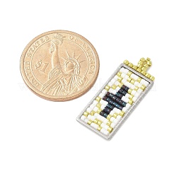 Прямоугольник из стеклянного бисера ручной работы с подвесками-крестиками&nbsp;PALLOY-MZ00616-01