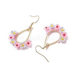 2 пара сережек-капель из смолы и стеклянных бусин&nbsp;EJEW-MZ00401