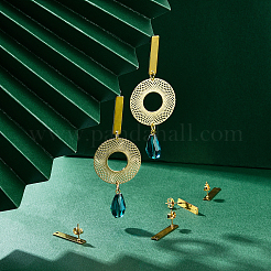 24 шт. прямоугольная фурнитура для сережек-гвоздиков из нержавеющей стали 304&nbsp;STAS-BC0002-50